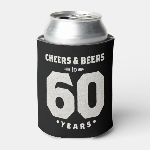 Cheers and Beers to 60 Years Can Koozie for Birthdays - Picture 3 of 14